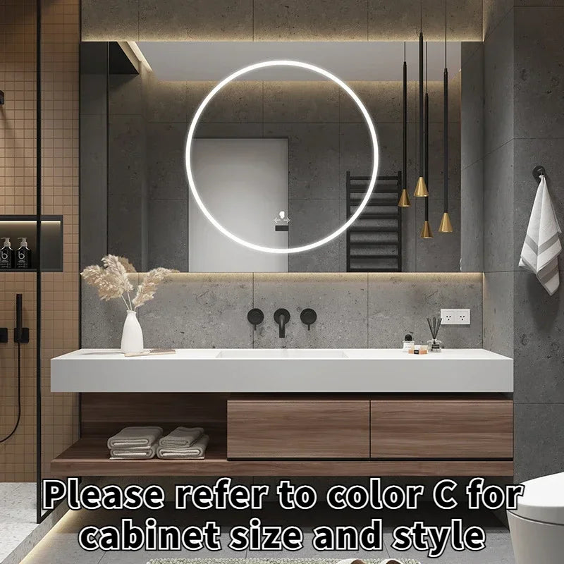 Bathroom Cabinet Smart Mirror Cabinet Slate Ceramic Integrated Washbasin Bathroom Vanity Cabinet with Sink Bathroom Furniture