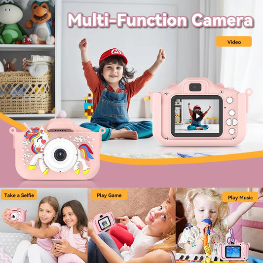 Summer Children Camera 1080P HD Toddler Digital Video Camera 2.0-inch Kids Camera with Silicone Cases Toys for Christmas Gifts