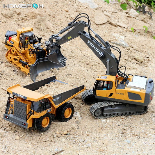 Excavator RC Car Toys Remote Control Car Toys For Boys Radio Control Excavator Dump Truck Bulldozer Electric Car Kids Toys Gift