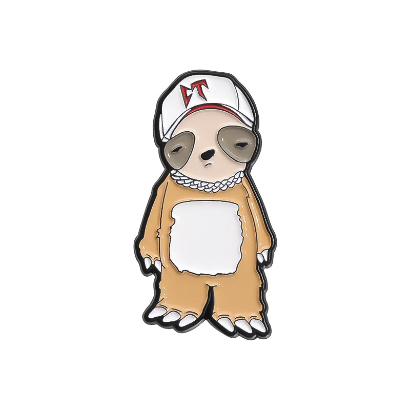 Retro Mexican Metal Hat Clip Pins Enamel Pins Cartoon Sloth Boy Baseball Cap Golf Cap Hat Badge Accessories Fashion Jewelry Gift