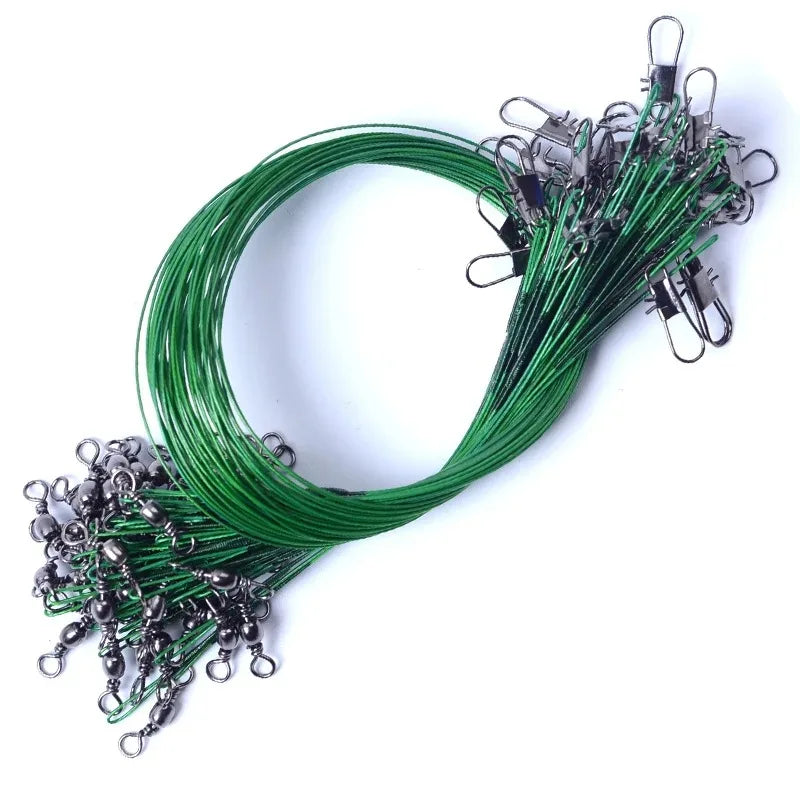 20pcs Anti Bite Steel Fishing Line Steel Wire Leader With Swivel Fishing Accessory Lead Core Leash Fishing Wire 15CM-50CM