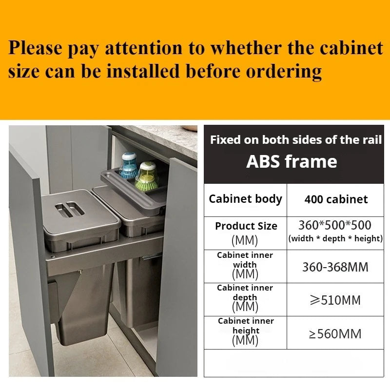 Kitchen Cabinet Embedded Trash Can Large Capacity Hidden Trash Can Classified Garbage Bin with Lid Kitchens Food Waste Disposal