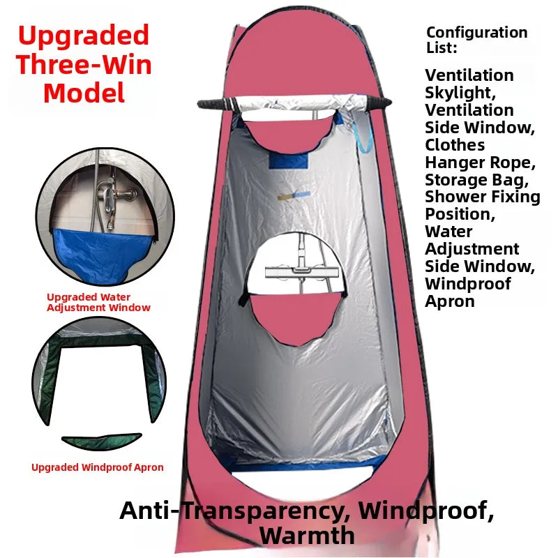 Portable Outdoor Bathing Tent Thiened ower Tent Mobile Toilet Changing Room Warmth Insulation Cam Travel Gear