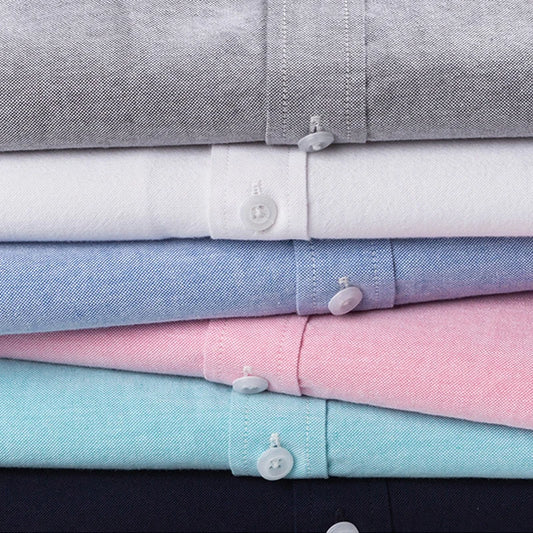 100% Pure Cotton Oxford Shirt For Men’s Short Sleeve Solid Stripe Leisure Embroidered Horse Social Business Formal Dress Shirts