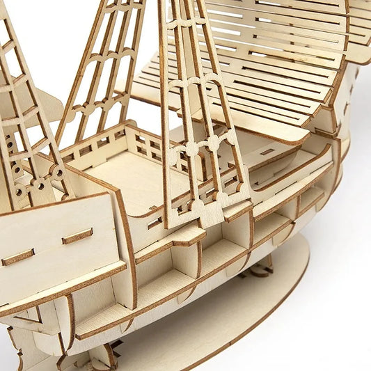 1PC 3D Sailboat Wooden Puzzle Assembly Model Puzzle DIY Wooden Crafts 3D Puzzle Gifts Desktop Decoration