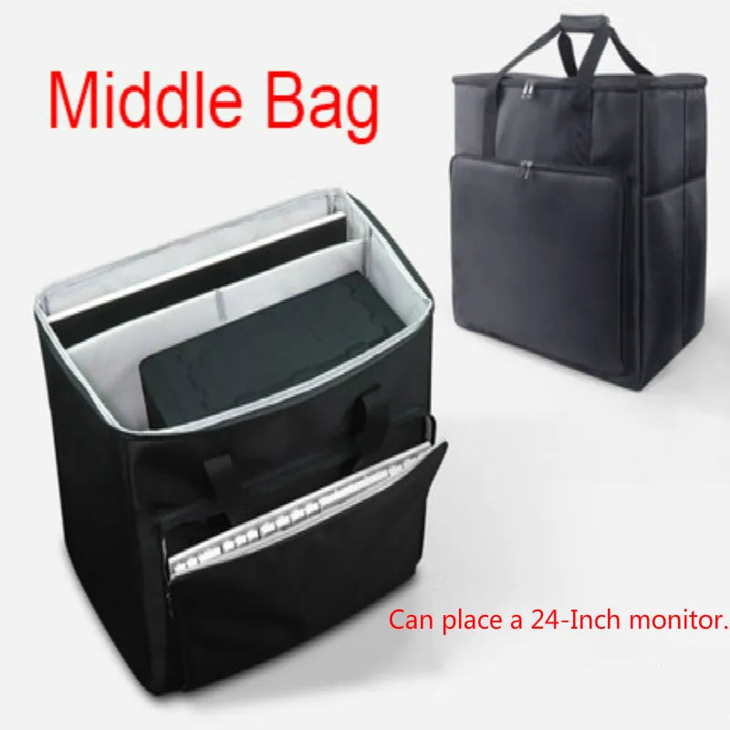 Desktop PC Computer Travel Storage Carrying Case Bag with Wheels for Computer Main Processor Case Monitor Keyboard and Accessori