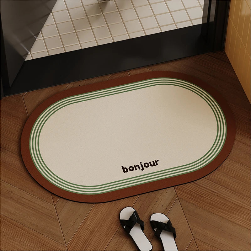 Bathroom mat with quick drying water absorption, non slip foot mat at the entrance of the bathroom, diatomaceous earth carpet