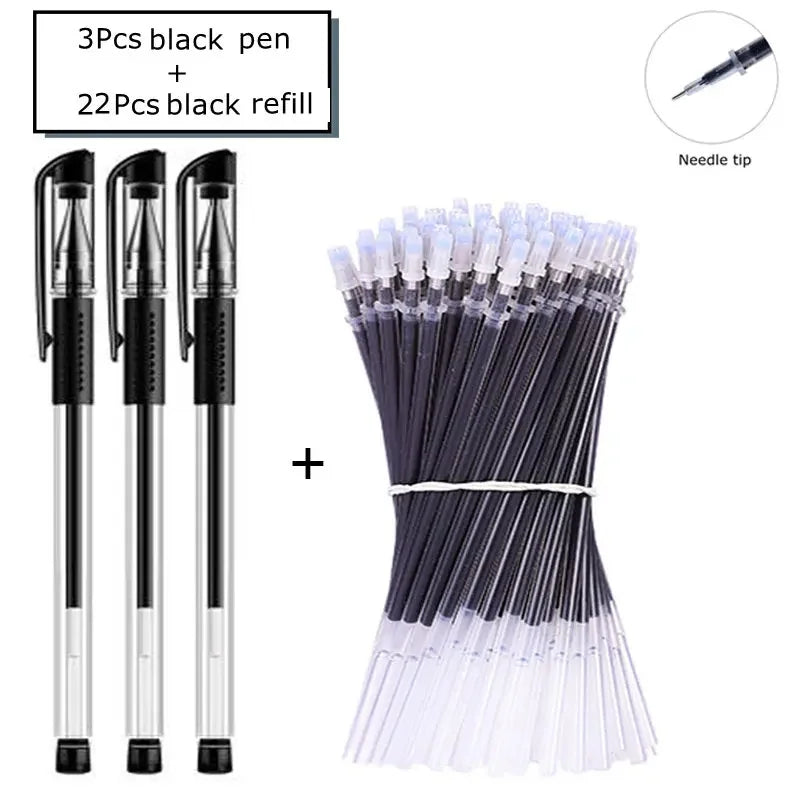 35/25pcs Gel Pen Set School Supplies Black Blue Red Ink Color 0.5mm Ballpoint Pen Kawaii PenWriting Tool School OfficeStationery
