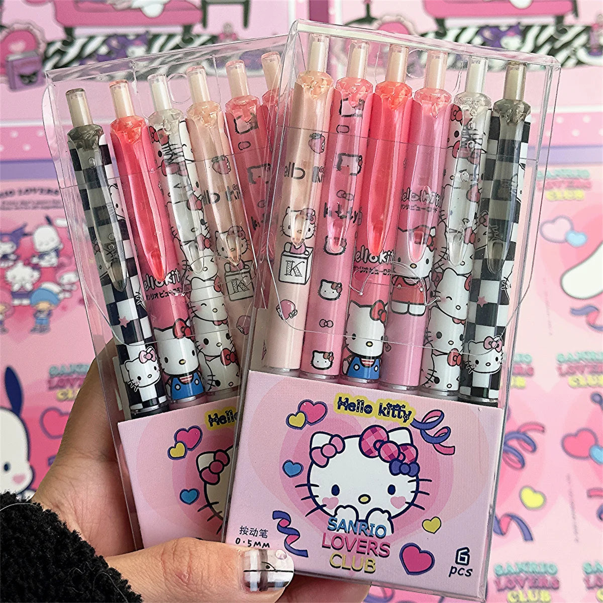 6Pcs/Set Kawaii Kuromi 0.5mm Gel Pens Set Cute Black Pen Cartoon School Student Stationery Supplies Gift
