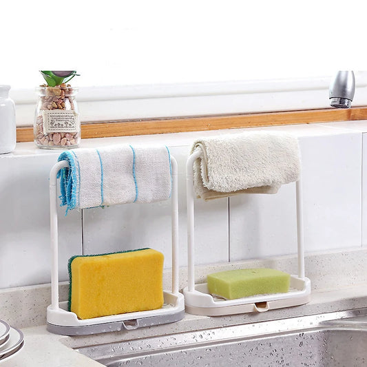 Kitchen Storage Rack, Dishcloth Towel Sponge Organizer Shelf, Over Sink Organizer Rack