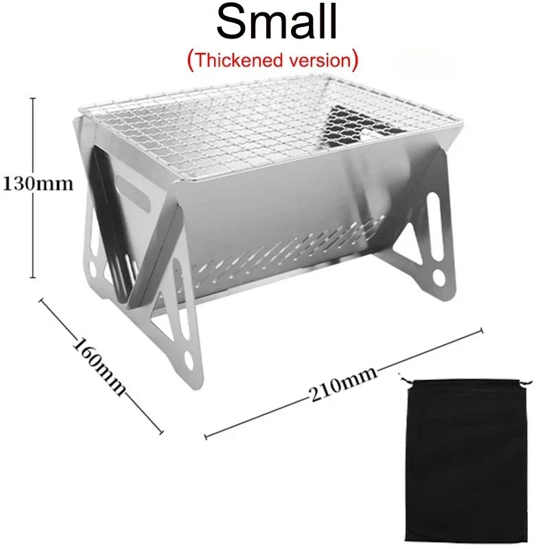 BBQ Grill Portable Folding Barbecue Grill Heating Stoves Multifunction Camping Rack Net Firewood Stove Stainless steel BBQ Grill