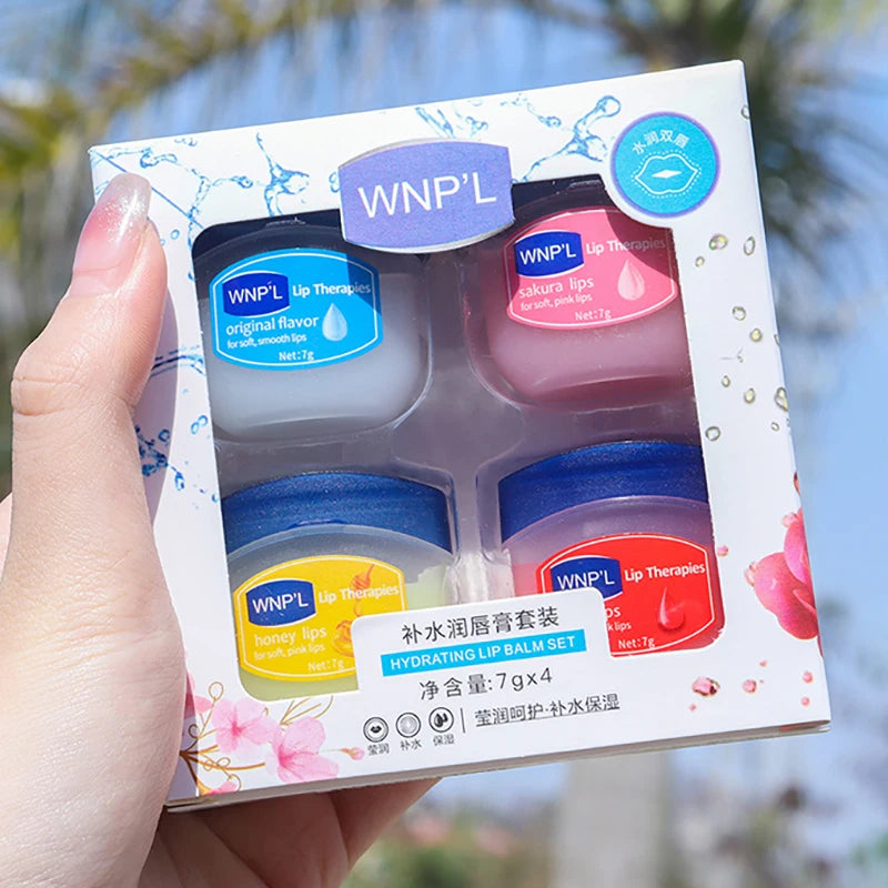 4pcs/box Natural Plant Lip Balm Moisturizing Plump Lips Lipsticks Makeup Base Anti-Cracking Lips Oil Lip Plumper Skin Care