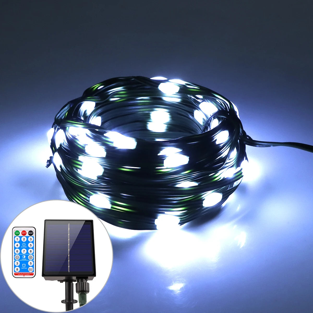 Leather LED Solar String Fairy Lights 100M Christmas Lights Waterproof Outdoor Garland High-Power Solar Lamp For Garden Decor
