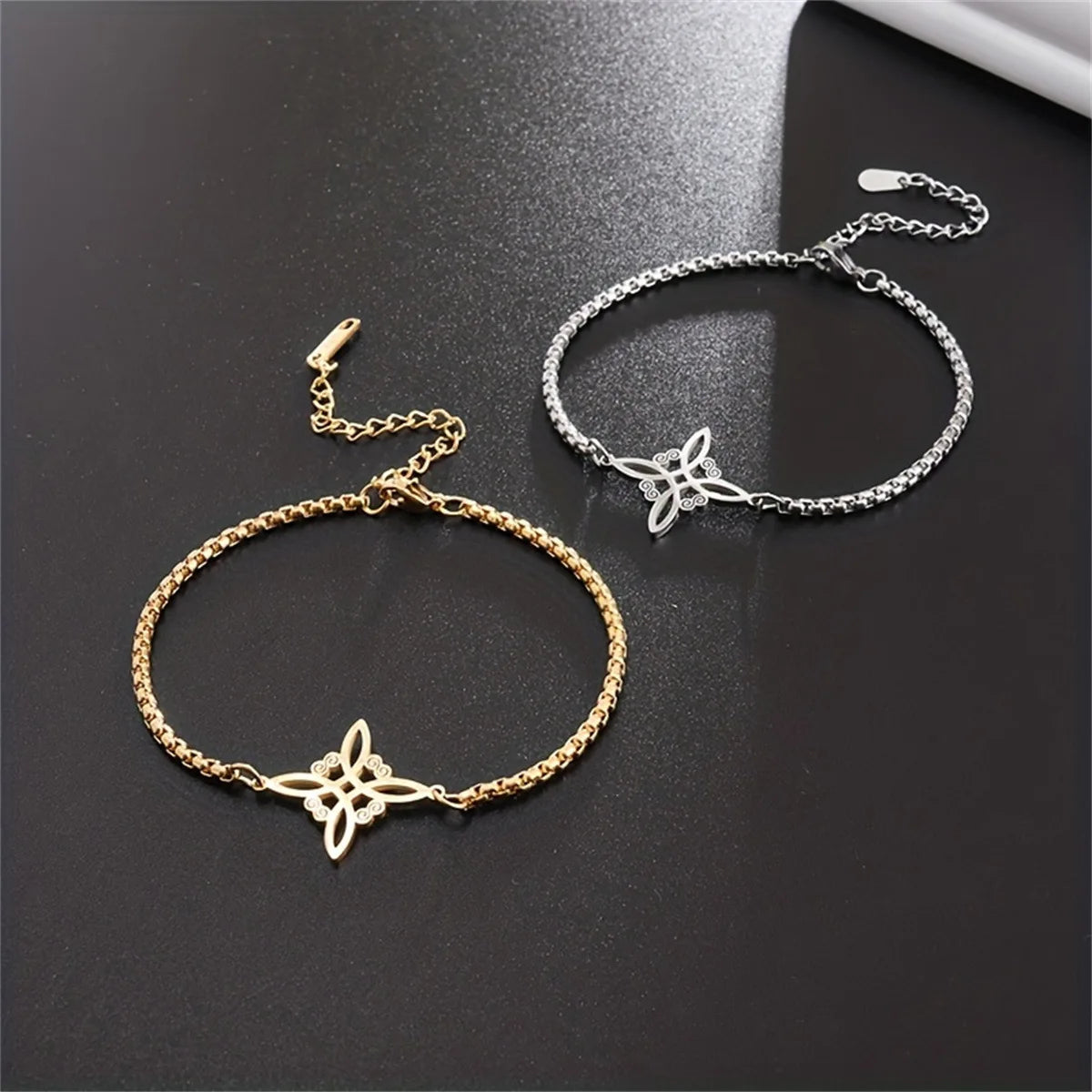 Stainless Steel Witch Knot Irish Knot Bracelet – Women's Fashion Charm Jewelry