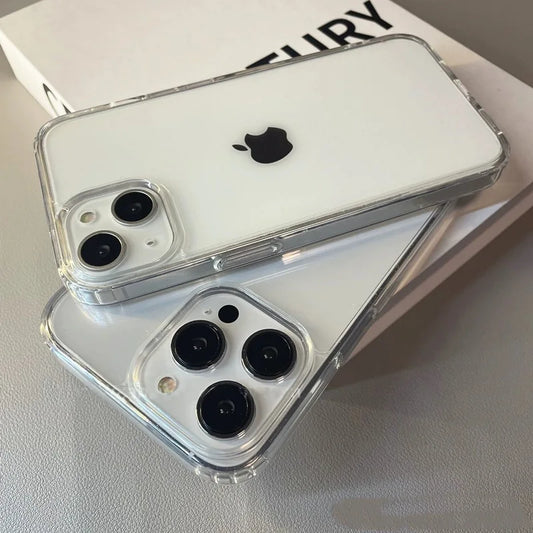 Luxury Transparent Soft Acrylic Phone Case For iPhone 16 15 14 13 12 11 Pro Max XS X XR 7 8Plus Mini Shockproof Protective Cover