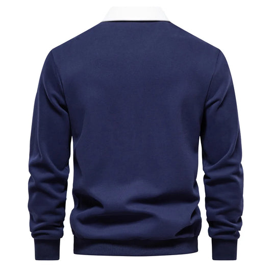 long sleeved Polo collar hoodie trend 2025 new autumn European size foreign trade men's hoodie high quality casual versatile men