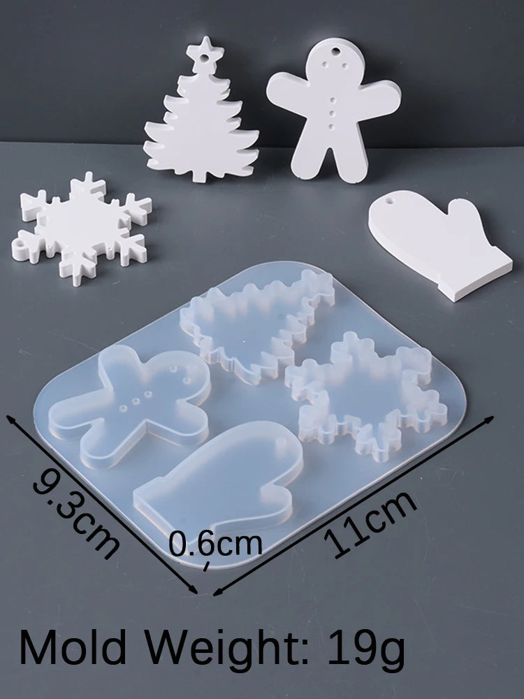 Christmas Series Hanging Pendant Silicone Mold DIY Resin Gypsum Mould Christmas Tree Deer Gloves Snowflake Home Decor Supplies