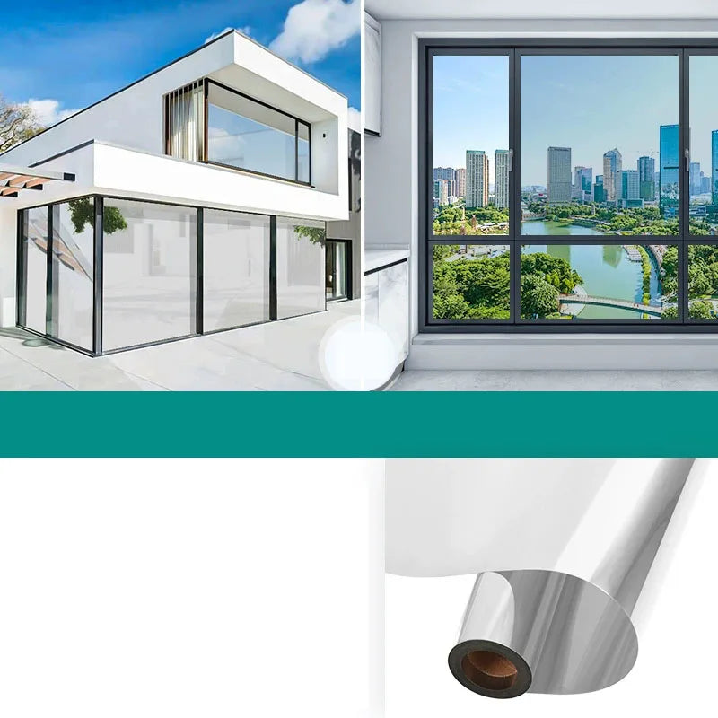 Unidirectional mirror window film protection insulation glass film privacy home window balcony sunscreen sticker