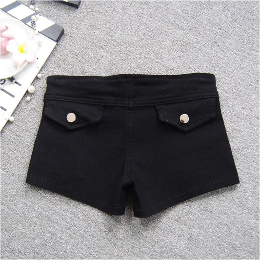 Denim Shorts Women Low-waisted Black Slim Fit Sexy Hot Girls Rivet Belt Design Unique All-match Nightclub Bodycon Summer Y2k