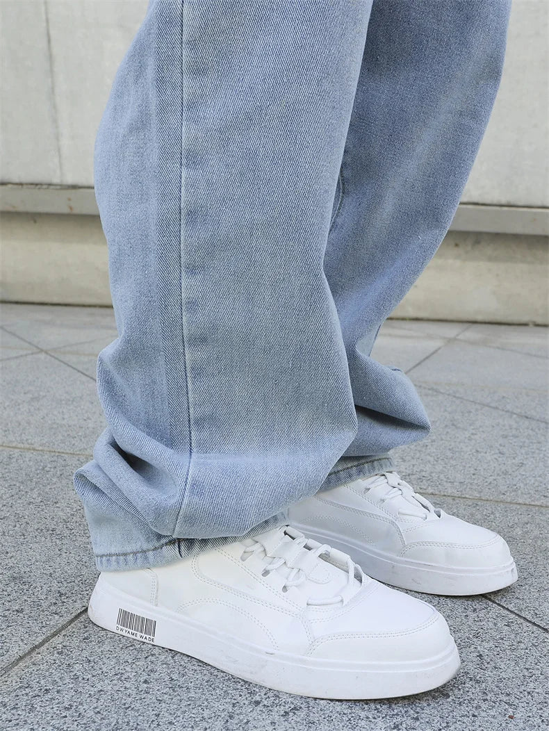 Spring Autumn Men Baggy Jeans Oversize Straight Loose Casual Denim Trousers Solid Color Streetwear Fashion Y2k Wide Leg Pants