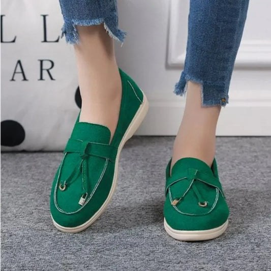 Women Shoes Brand Casual Flat Shoes Leather Cashmere Single Shoes Ladies Walking Non Slip Chaussure Femme Zapatos De Mujer
