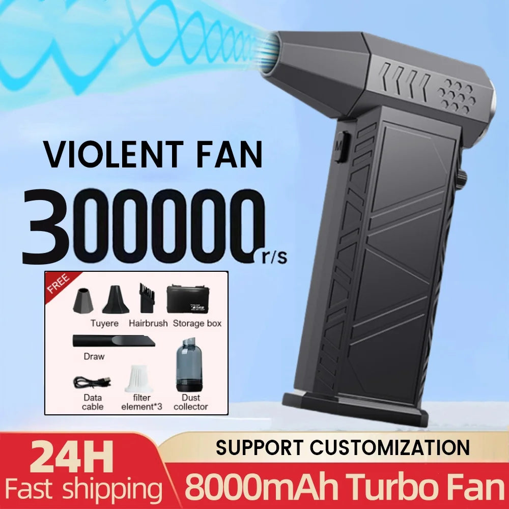 X9 Violent Fan 300000RPM Powerful Air Blower Vacuum Cleaner – Type-C Charging, Strong Turbo Jet Winds 58m/s Brushless Dryer