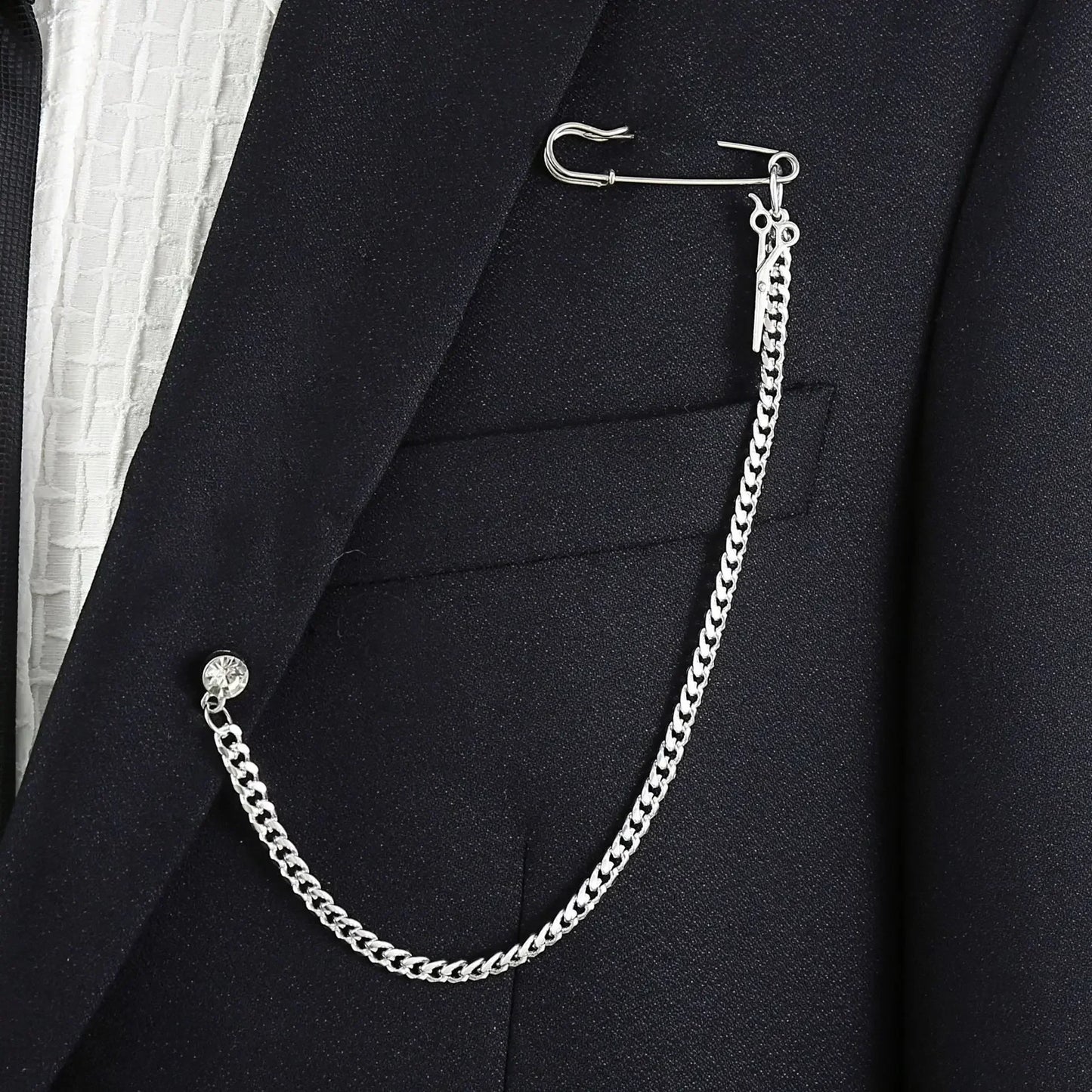 Chain Brooch for Men Long Chains Pins Men's Fashion Suit Accessories Personality Exaggerated Trendy Mens Brooches
