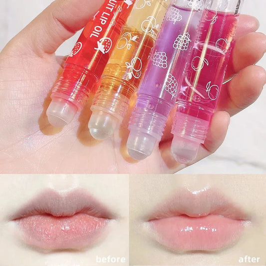Hydrating Lip Oil Roller Gloss Moisturizing Nourishing Lip Balm Transparent Colorless Fruit Avocado Lip Care
