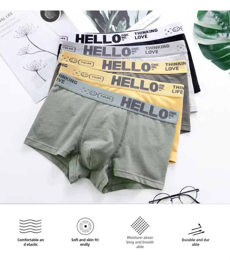 10PCS Men's underwear mid-waist breathable lightweight boxers boxers letter suit men's underpants in multiple colors