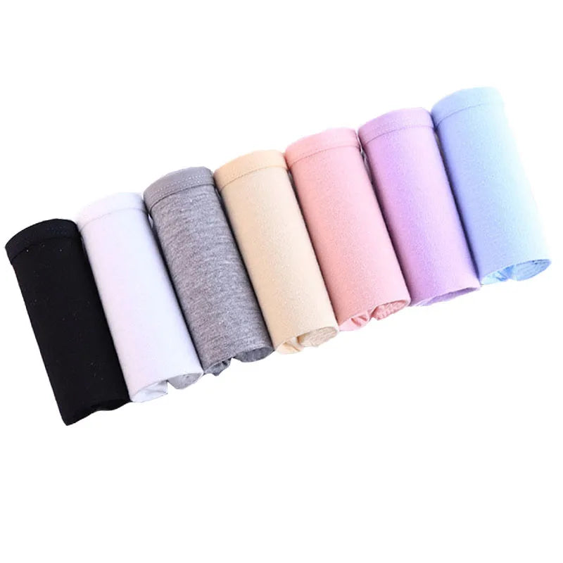 7Pcs/Lot Underwear Women Panties Cotton Plus Size Brief Girls Solid Color Panty Seamless Breath Underpant Ladies Sexy Lingerie