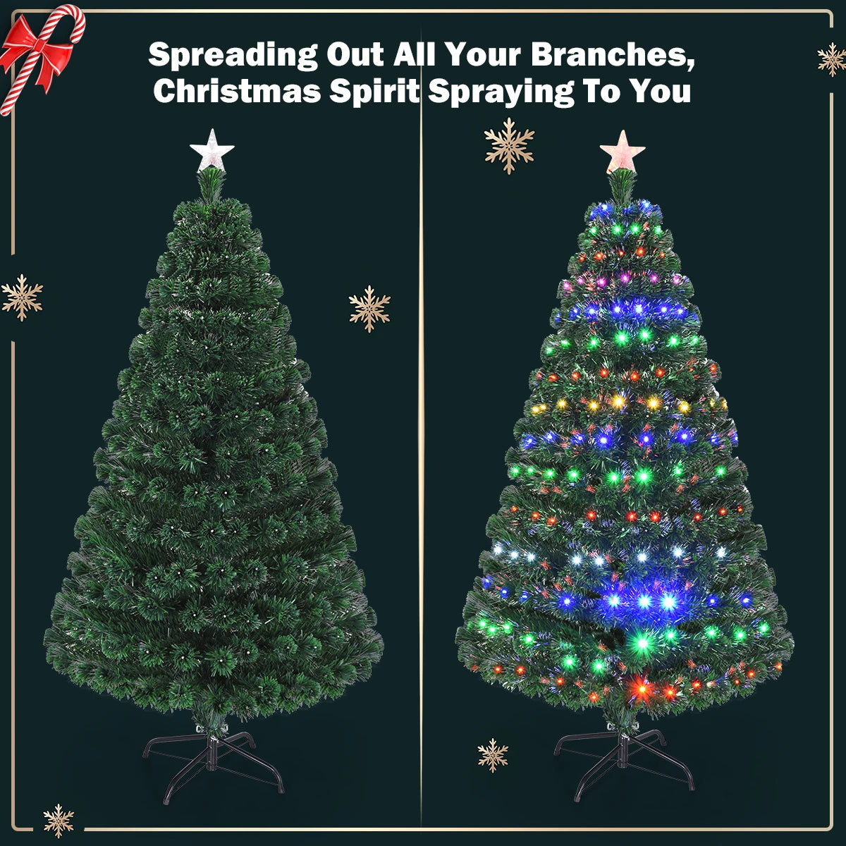 6' Pre-Lit Artificial Christmas Tree Fiber Optic Home Decor w/ LED Light & Stand