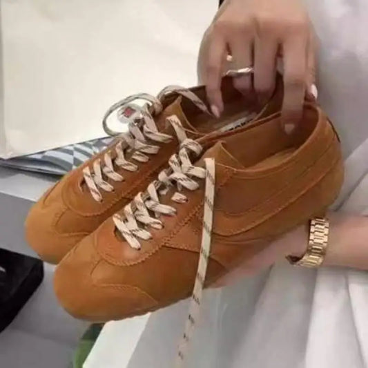 Shoes for Women 2025 Spring Autumn New Genuine Leather Ladies Moral Training Vulcanized shoes Retro Casual Flat Women's Sneakers
