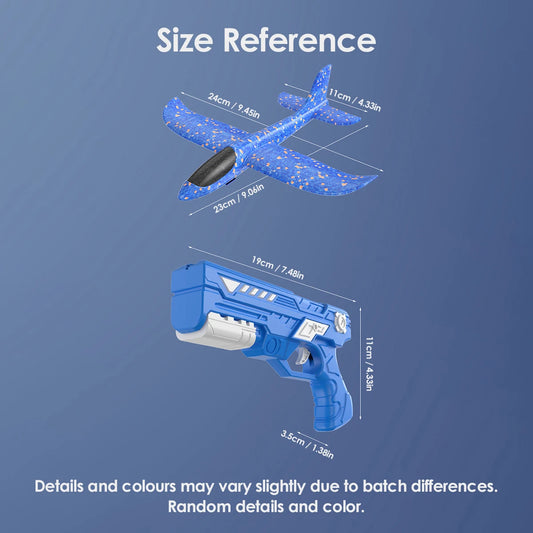 Children's outdoor three in one foam soft elastic toy gun, hand thrown ejection aircraft suit, foam aircraft color random