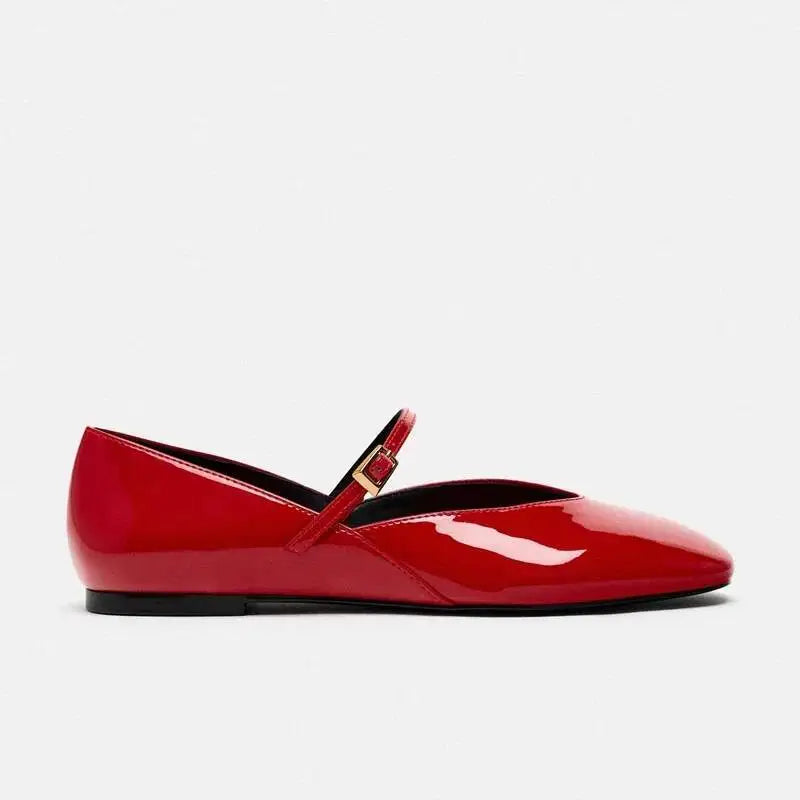 Women's Shoes Spring Designer Red White Black Women Ballet Casual Round Toe Flats Patent Leather Office Female Shoe