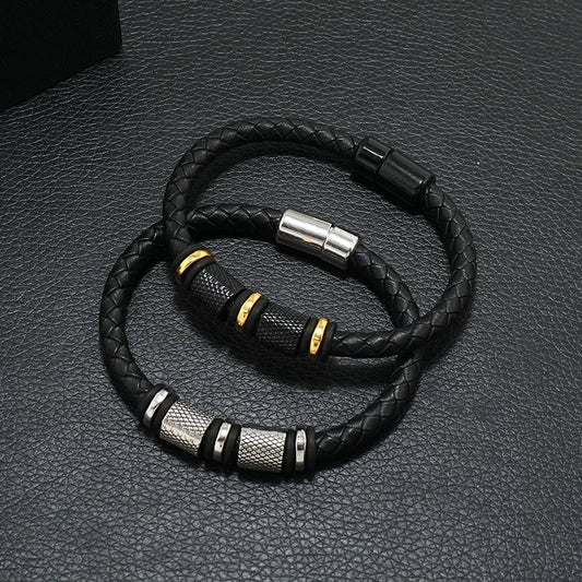 New In Men Genuine Leather Bracelet Novel Atrract Magentic Braclet Homme Punk Jewelry Accessories Bangle Cable Brazalete Gift