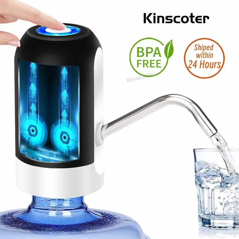Portable Automatic Drinking Water Pump with Switch & USB Charging – Mini Electric Water Dispenser for 5 Gallon Bottles