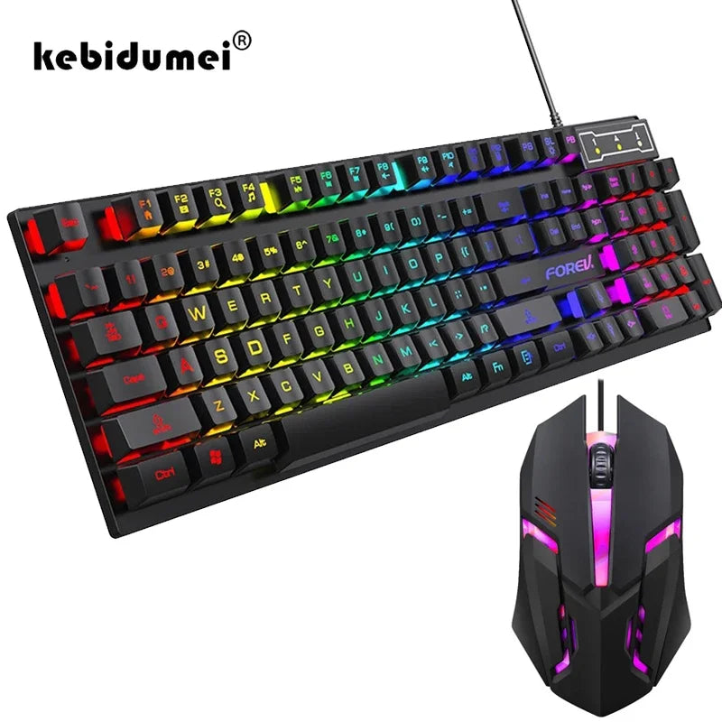104-Key Backlit Mechanical Gaming Keyboard and Mouse Set – Wired, Waterproof, Luminous Keys for PC, Laptop & Office