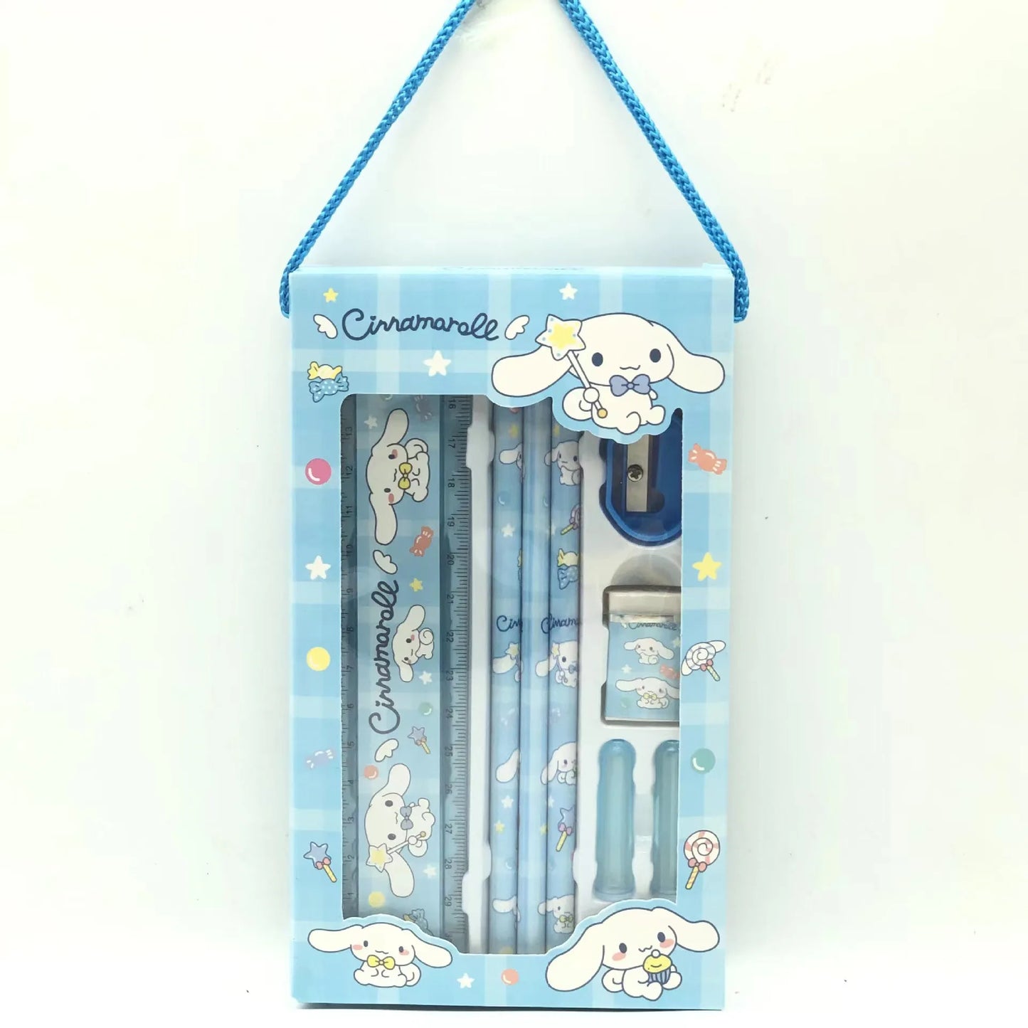Kawaii Cinnamoroll Kuromi My Melody Pencil Eraser Pencil Sharpener Ruler Stationary Set Cartoon Cute School Supplies Gift