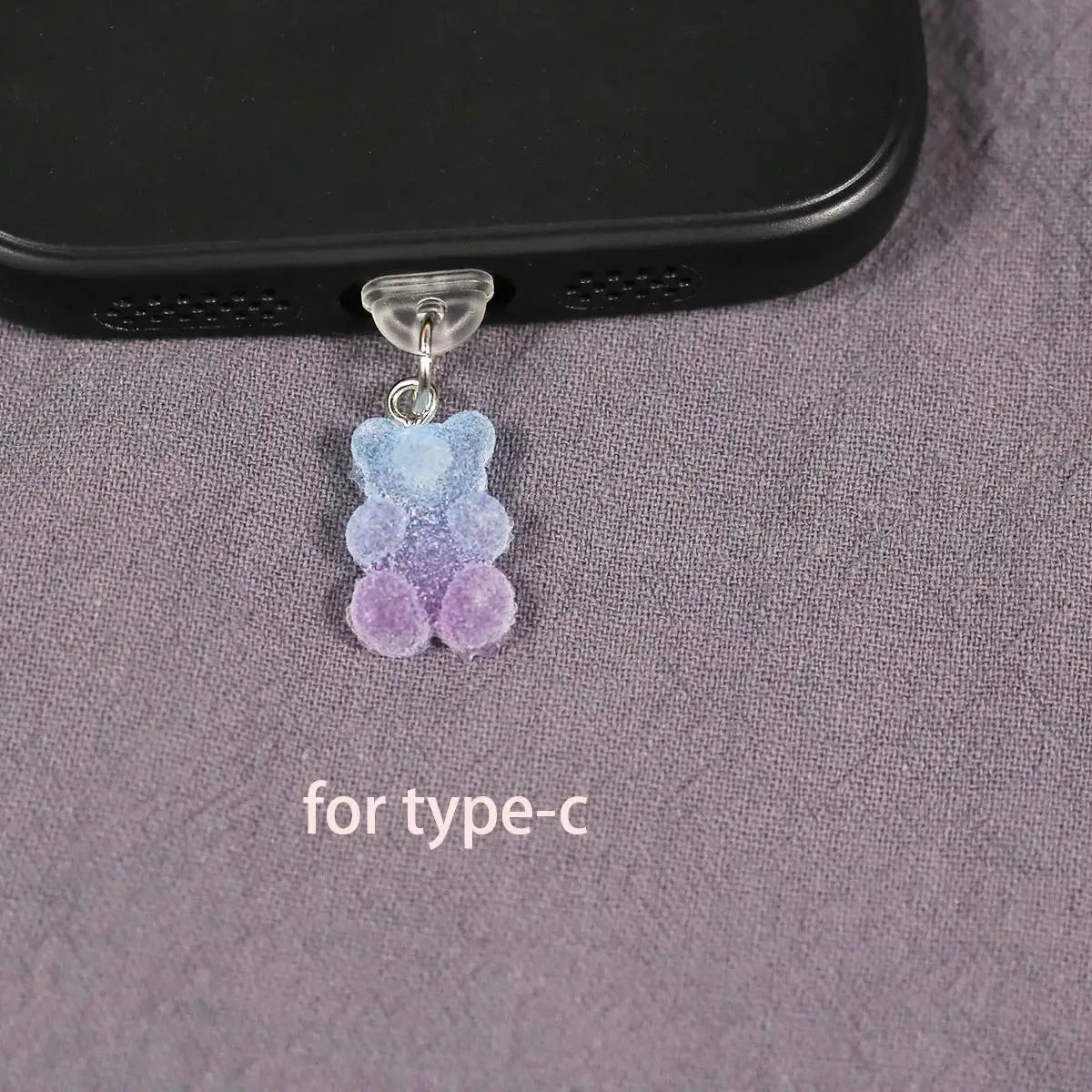 Mobile Phone Dust Plug Cute Cartoon Matte Bear Phone Pendant Decorative Accessories Red Blue Gradient Mobilephone Dust Plug
