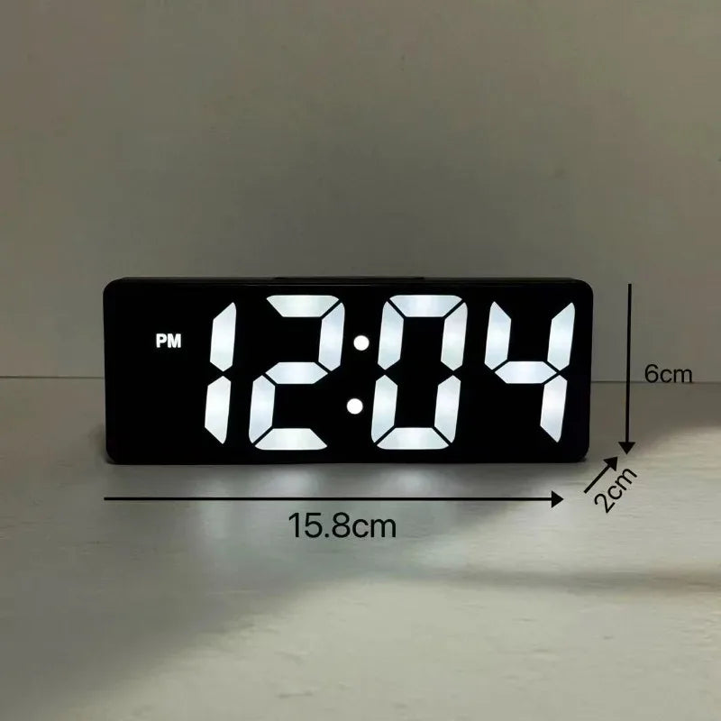 Digital Clock LED Wake Up Light Alarm Clock Bedroom Electronic Desktop Clock With Temperature Display Adjustable Brightness.