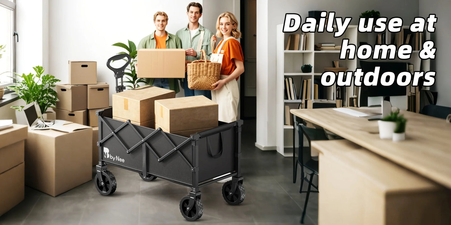 Large-capacity camping vehicle, multi-functional portable vehicle for camping, gardening and beach shopping.