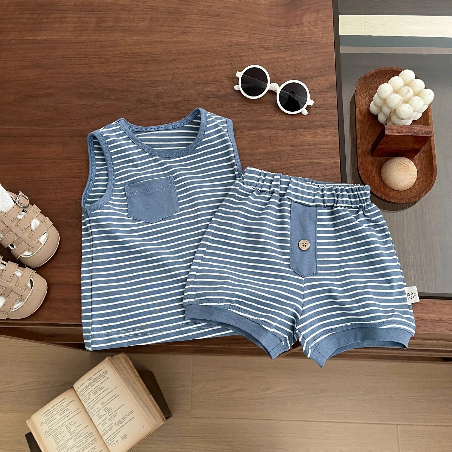 Kids Clothing Set Children's Top and Bottom Stripe Clothes set Two Pieces Summer Toddler Outfit for Kids Boys Girls sports suits