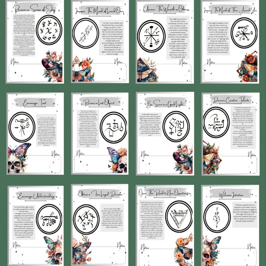 1pc Vintage Occult Grimoire - Sigils & Mystical Symbols Guide, Dark Art Ritual Book with Moons, Pentagrams & Butterfly Design