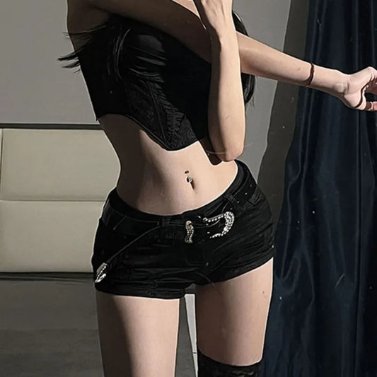 Denim Mini Shorts Women New European Style Trendy Summer Temperament Trousers Popular Button Sexy Sheath Night Club Slim Street