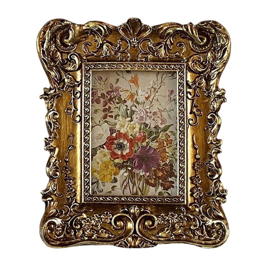 Vintage-Style Embossed Floral Photo Frame – Wall or Tabletop Picture Holder for Elegant Home Decor