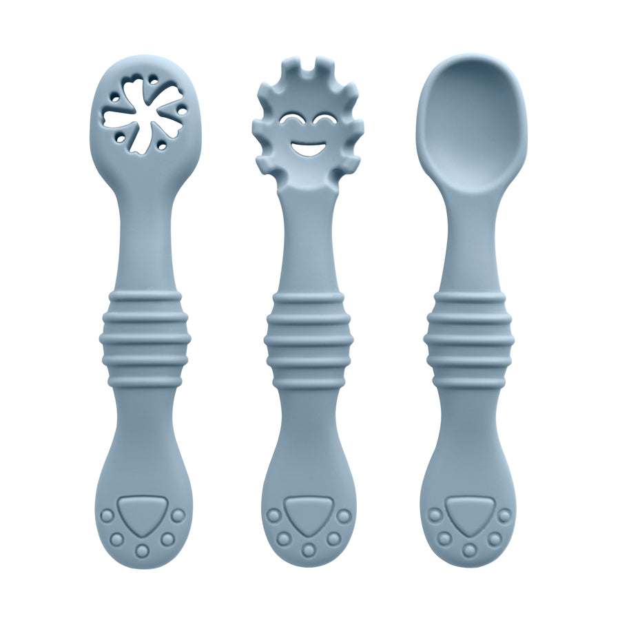 3PCS Baby Silicone Feeding Utensils – Fun & Soft Spoon Fork Set for Toddlers Learning to Eat