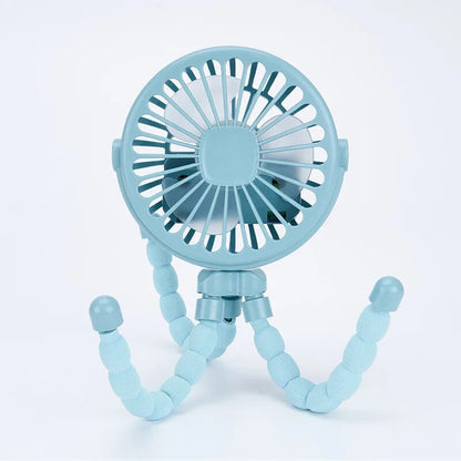 Portable USB Rechargeable Mini Stroller Fan – Multifunctional Octopus Design