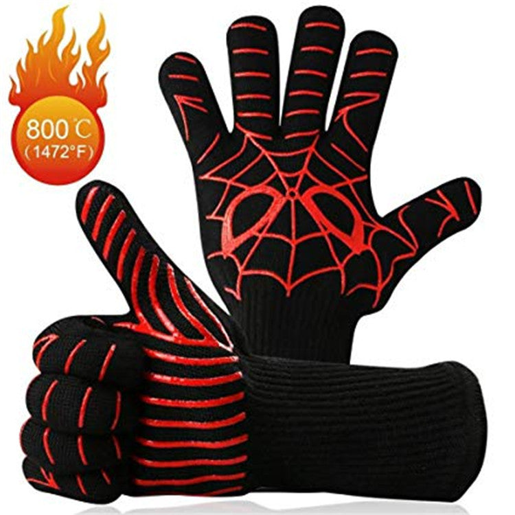 BBQ Microwave Oven Gloves High Temperature Resistance Barbecue Mitts 800 Degrees Fireproof Anti Heat Insulation Glove for Baking