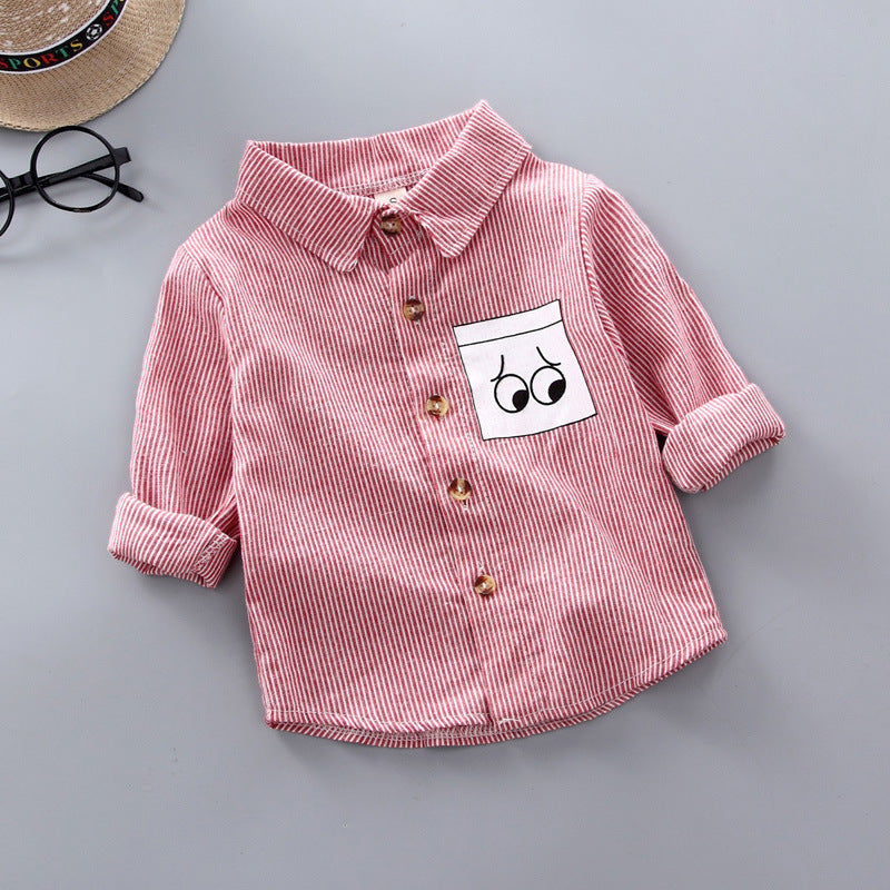 Kids Shirt Clothes Spring Thin Blouses Clothing Infant Boy Striped Cotton Tops 1 2 3 4 Years Kids Long Sleeves Shirt