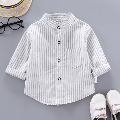Kids Shirt Clothes Spring Thin Blouses Clothing Infant Boy Striped Cotton Tops 1 2 3 4 Years Kids Long Sleeves Shirt